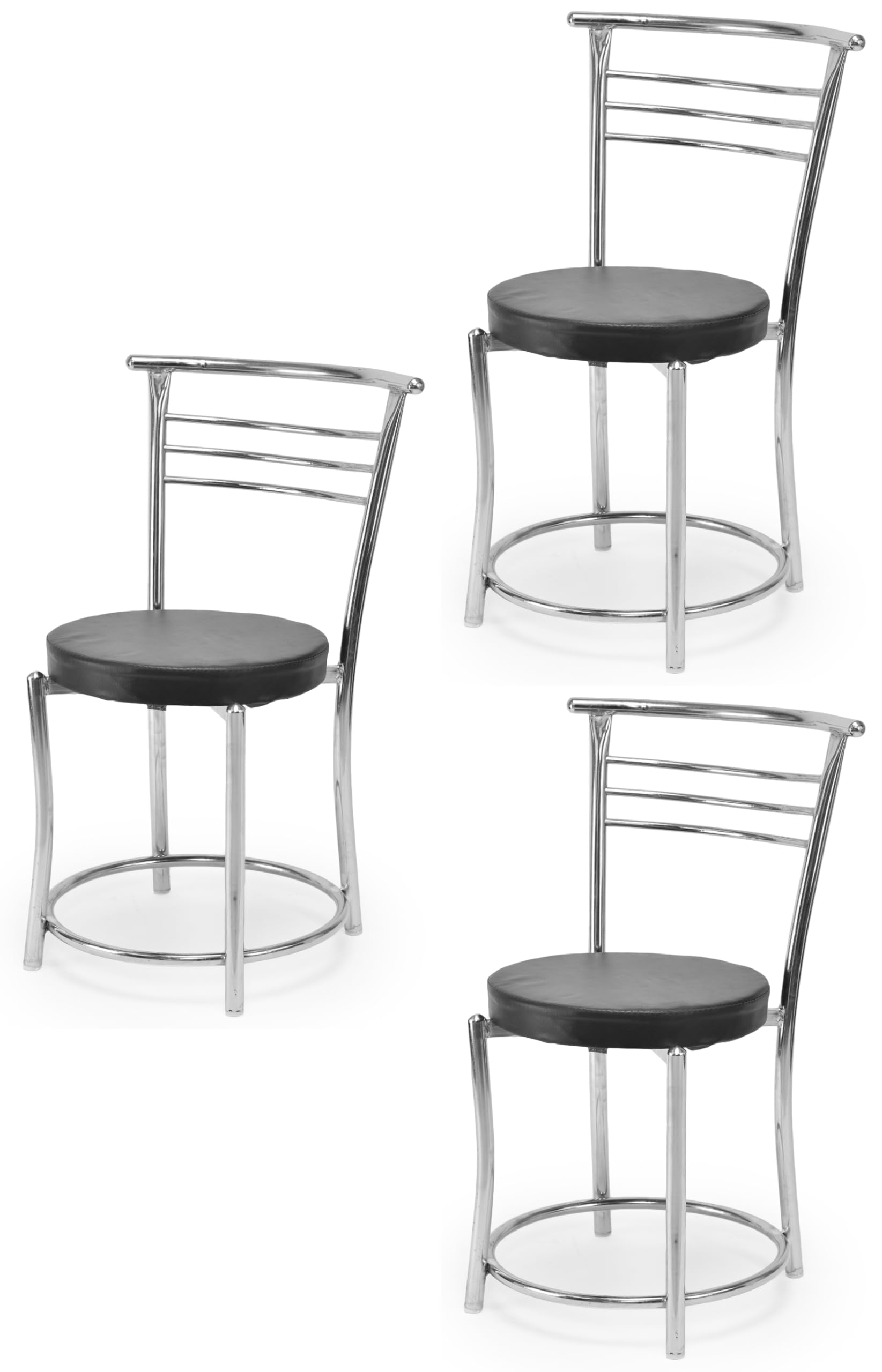 Goyal Steel & Furniture Chairs For Dining Table, Steel Chair, Dining Chair With Comfortable Cushion (3, Black, Standard)