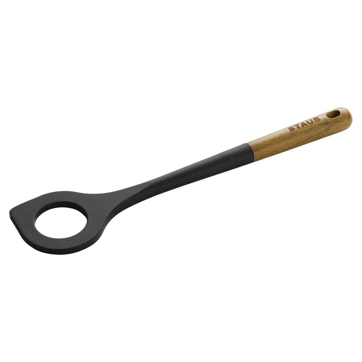Staub Risotto Spoon, Cooking Utensil, Perfect For Stirring And Serving Risotto, Durable Bpa-Free Matte Black Silicone, Acacia Wo