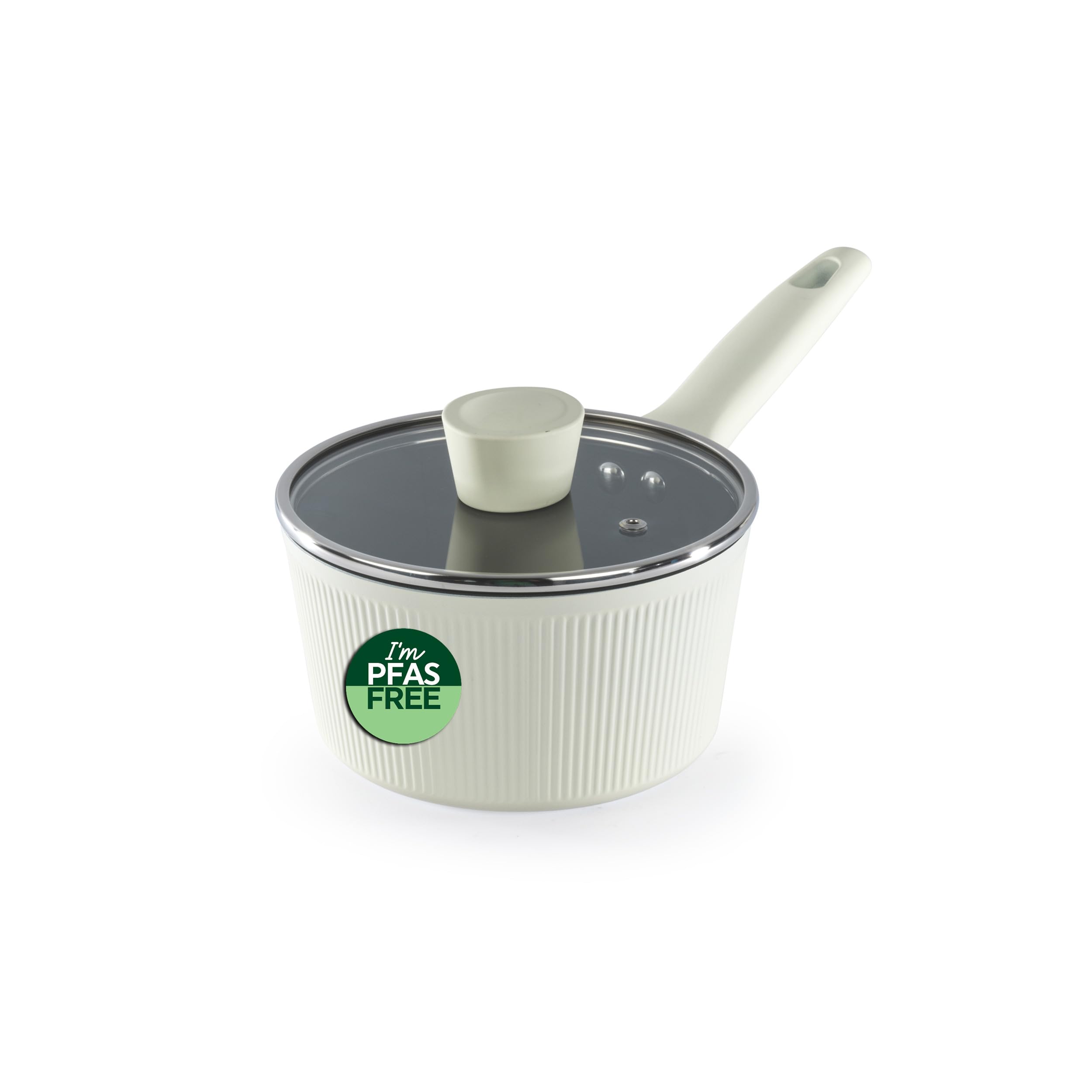Russell Hobbs Cte Ceramic 16cm Saucepan  Forged Aluminium Body with PFASFree NonStick Coating, SoftTouch Handle, Glass Lid w