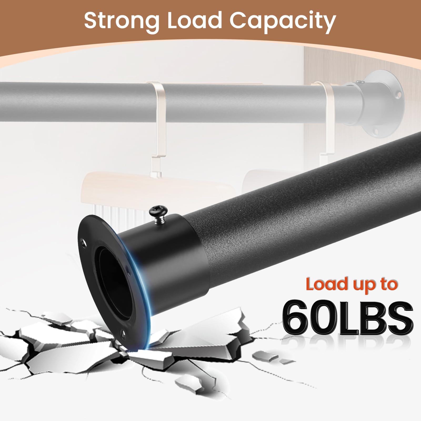 Closet Rod, 17 To 40 Inch 1.3 Inch Diameter Heavy-Duty Adjustable Closet Rods For Hanging Clothes Closet Hanging Rod Metal Matte