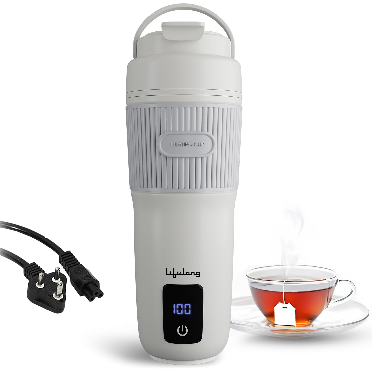Lifelong 2 In 1 Portable Electric Kettle & Bottle For Travel 400Ml | Wide Voltage | Ideal For Homes (220V) & Indian Trains (110V