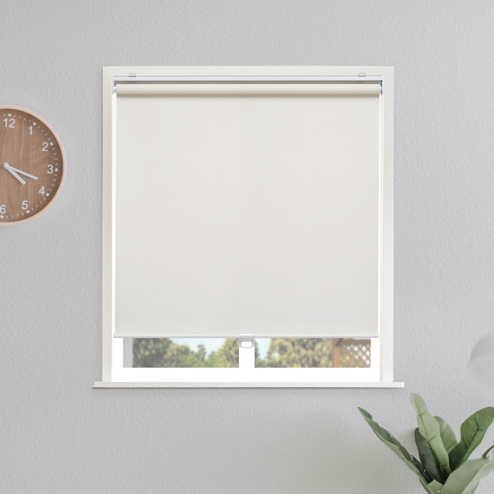 Sunoff Cordless Roller Shades for Windows Solar Shades UV Protection with Water Proof Fabric,Window Shades for Home and Office,E