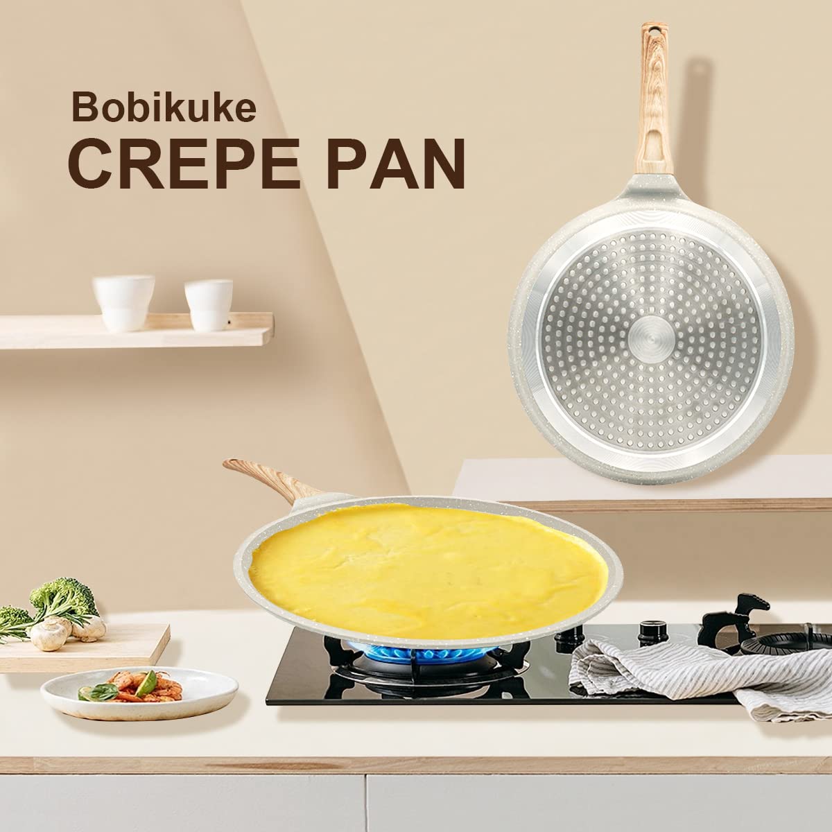 Bobikuke 8 Inch Crepe Pan, Nonstick Pan For Crepes Omelette Tortillas, Dosa Tawa Tortilla Pan, Griddle Pancake Pan For Roti Indi