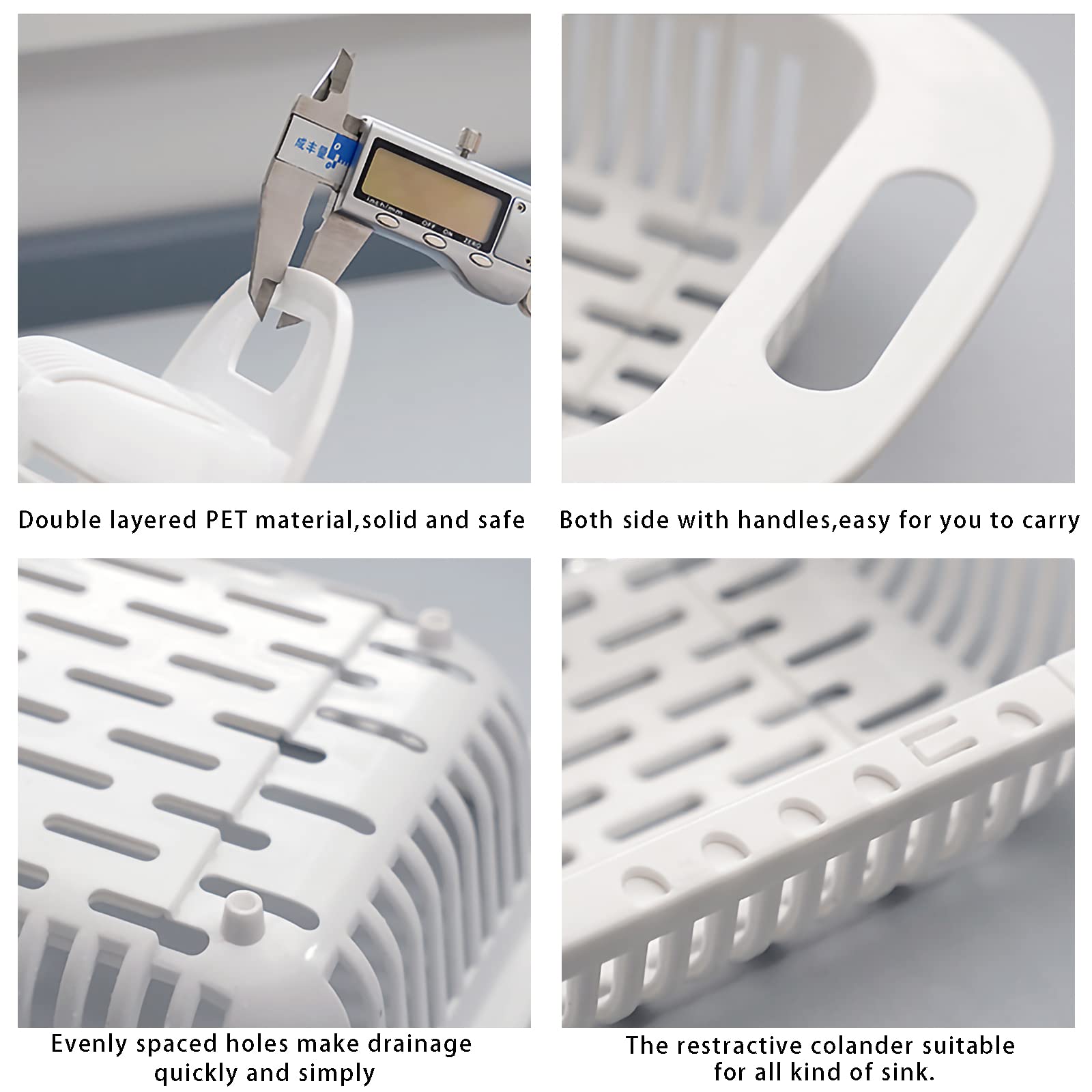 Minesign Extendable Over The Sink Colander Fruits And Vegetables Drain Basket Adjustable Food Strainer Sink Washing Basket For K