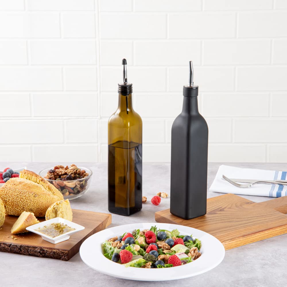 Restaurantware Rw Base 16.9 Ounce Olive Oil Dispenser 1 Kitchen Oil Dispenser Bottle - With Stainless Steel Pourer Non-Leaking B