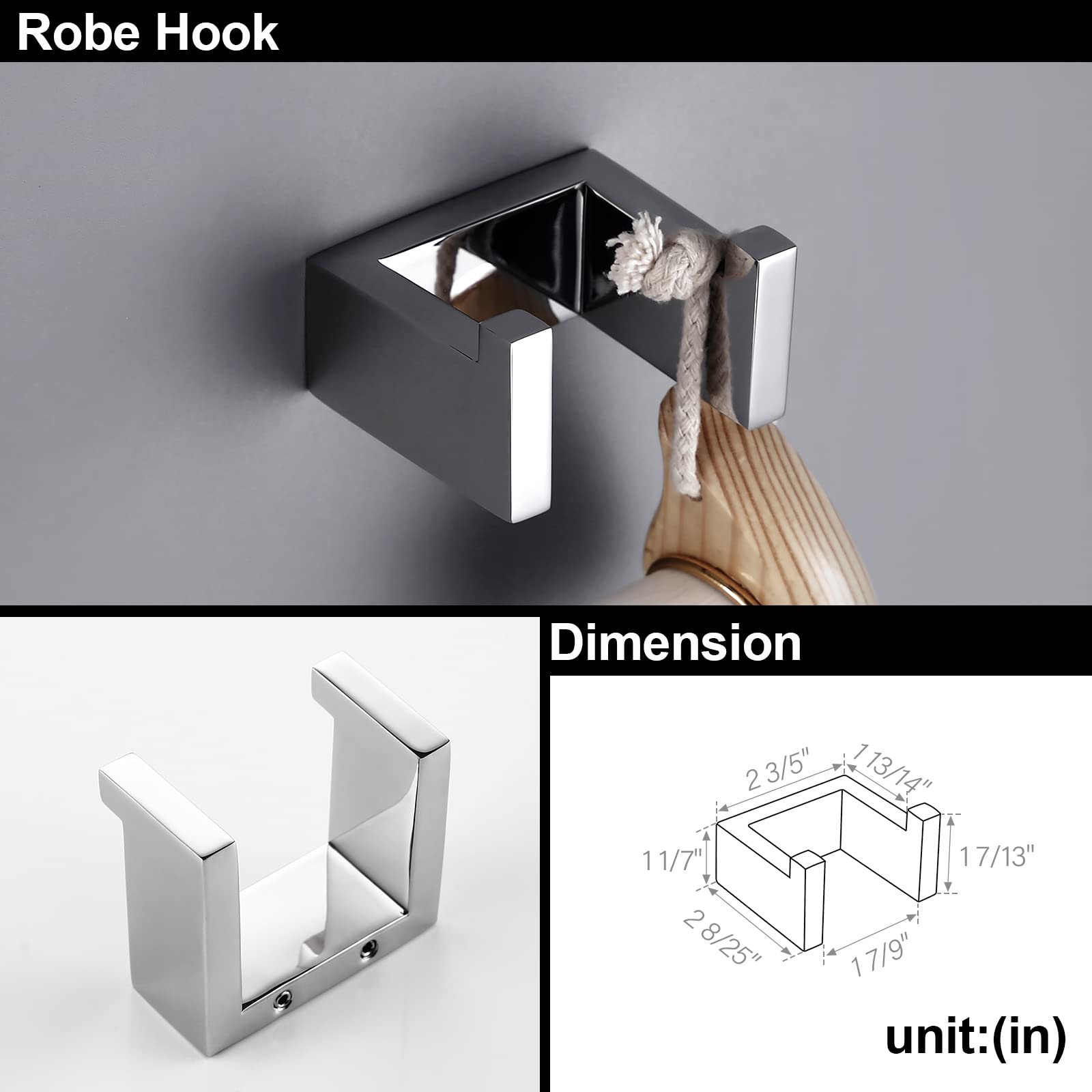 BAGNOLUX Bathroom Accessories Set 4-Piece Bathroom Hardware Wall Mounted  23.6 inch Towel Bar Towel Holder Robe Hook Toilet Paper Holder  Chrome Polished Finshed