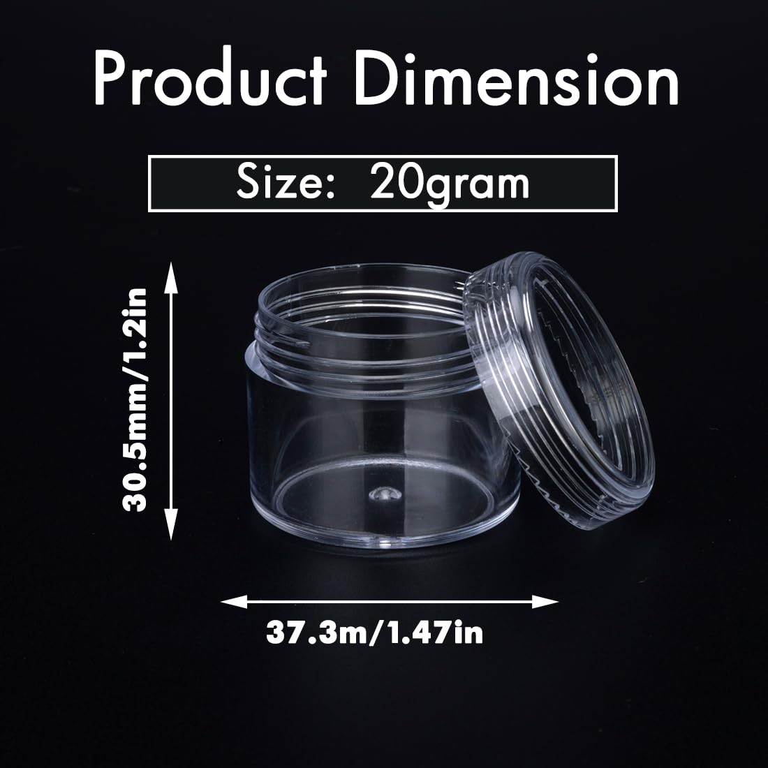 20 Grams Small Plastic Jars With Lids, 12 Pack Travel Cosmetic Containers, Empty Sample Jars With Lids, Slime Containers With Li