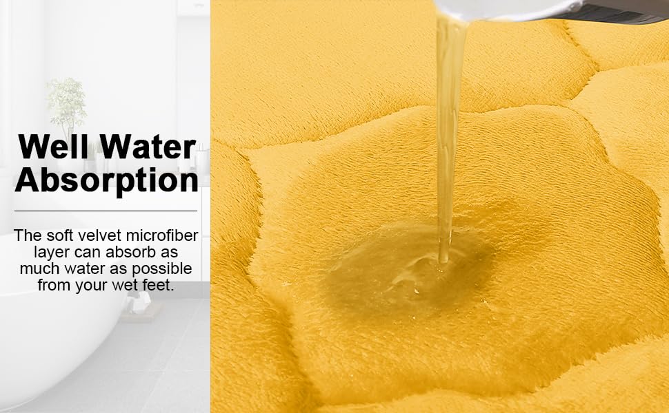 OLANLY Memory Foam Bath Mat Rug 70x24  Ultra Soft Non Slip and Absorbent Bathroom Rug  Machine Wash Dry  Comfortable  Thick Bath Rug Carpet for Bathroom Floor  Tub and Shower  Yellow