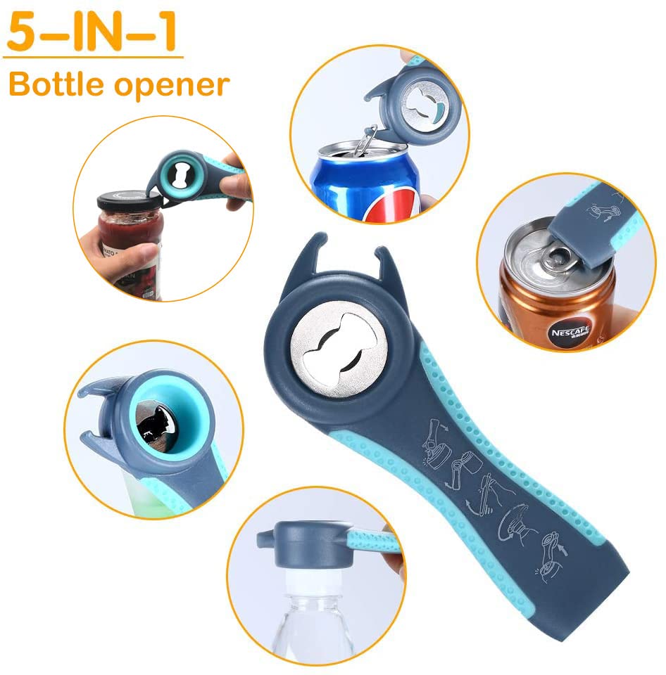 Latest Jar Opener And 5 In 1 Bottle Opener With Rubber Jar Gripper Pad Ideal For Seniors With Arthritis Weak Hands