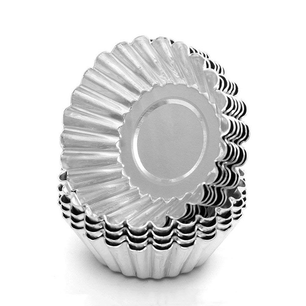 Bezall 20Pcs Egg Tart Molds, Mini Round Cake Molds Tart Pan Aluminium Pie Tins Cupcake Pudding Muffin Baking Cups