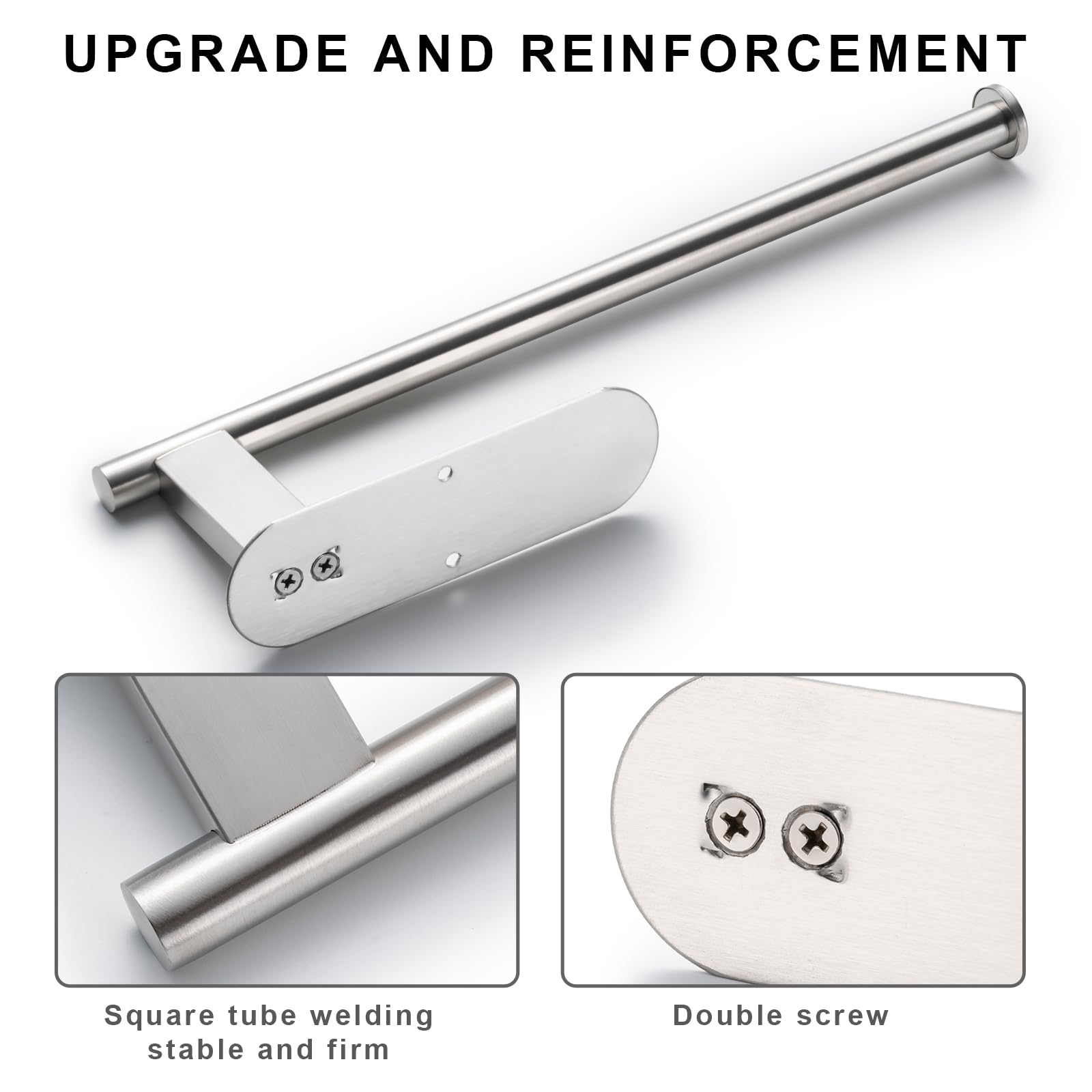 Honmein Paper Towel Holder, Upgrade Sus304 Stainless Steel Paper Towel Holder Under Cabinet, Bend-Resistant, Self-Adhesive Or Dr