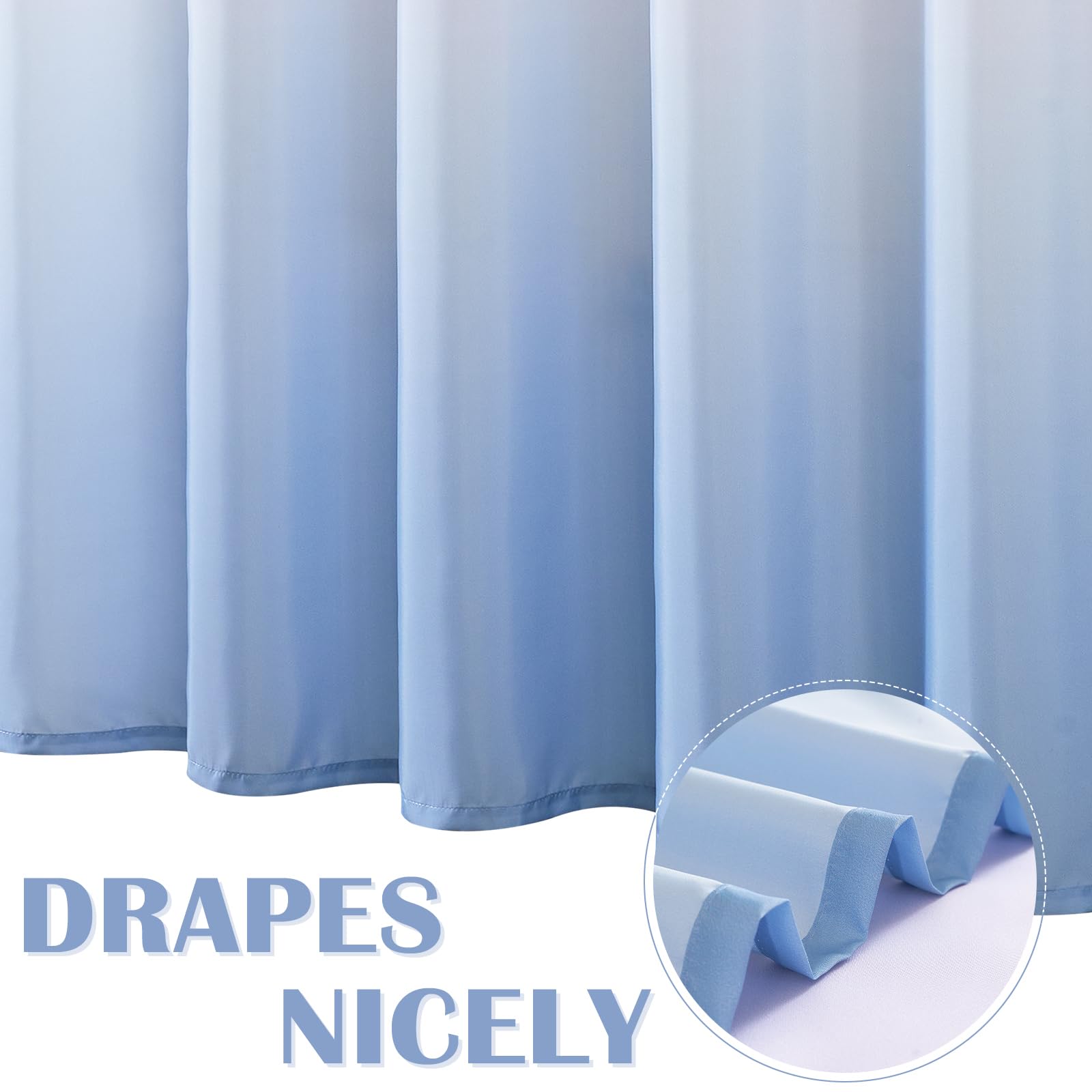 Jicnhan Lliac And Blue Ombre Shower Curtain, Waterproof Fabric Shower Curtains For Bathroom, Modern Gradient Color Shower Curtai