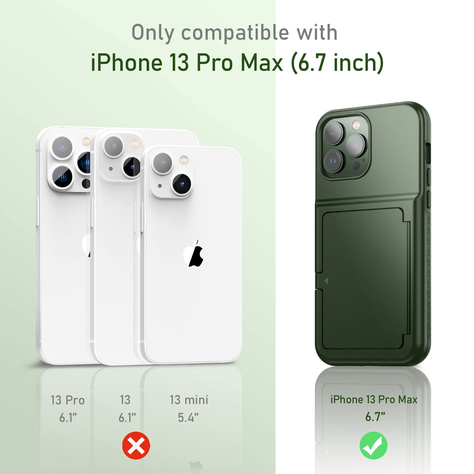 Welovecase For Cute Iphone 13 Pro Max Case For Women With Credit Card Holder  Hidden Mirror, Two Layer Shockproof Heavy Duty Pro