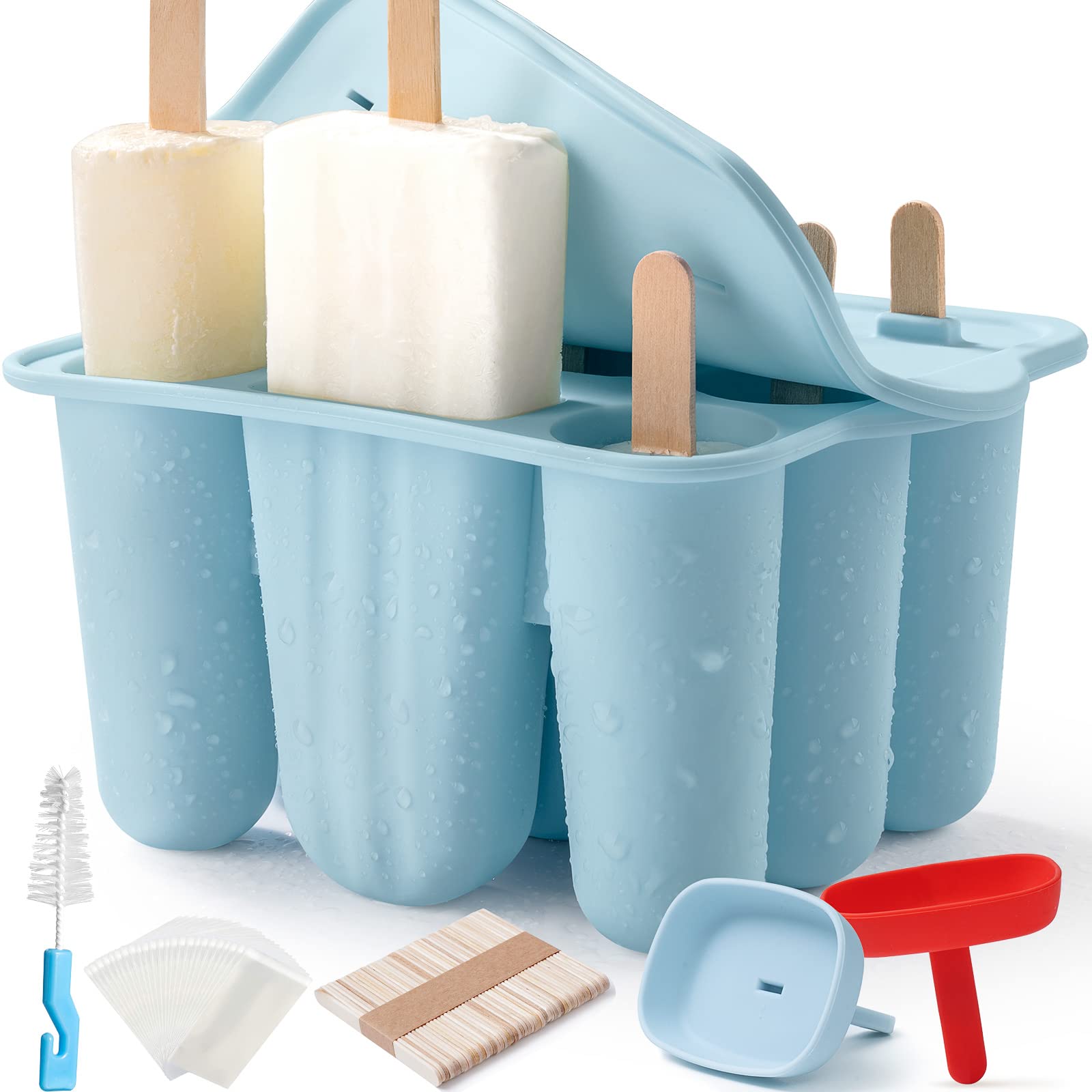 Popsicle Molds For Toddlers Kids, 9-Cavity Popsicles Molds Silicone Bpa Free Popsicle Maker Mold Set Ice Pop Mold Ice Popsicle M