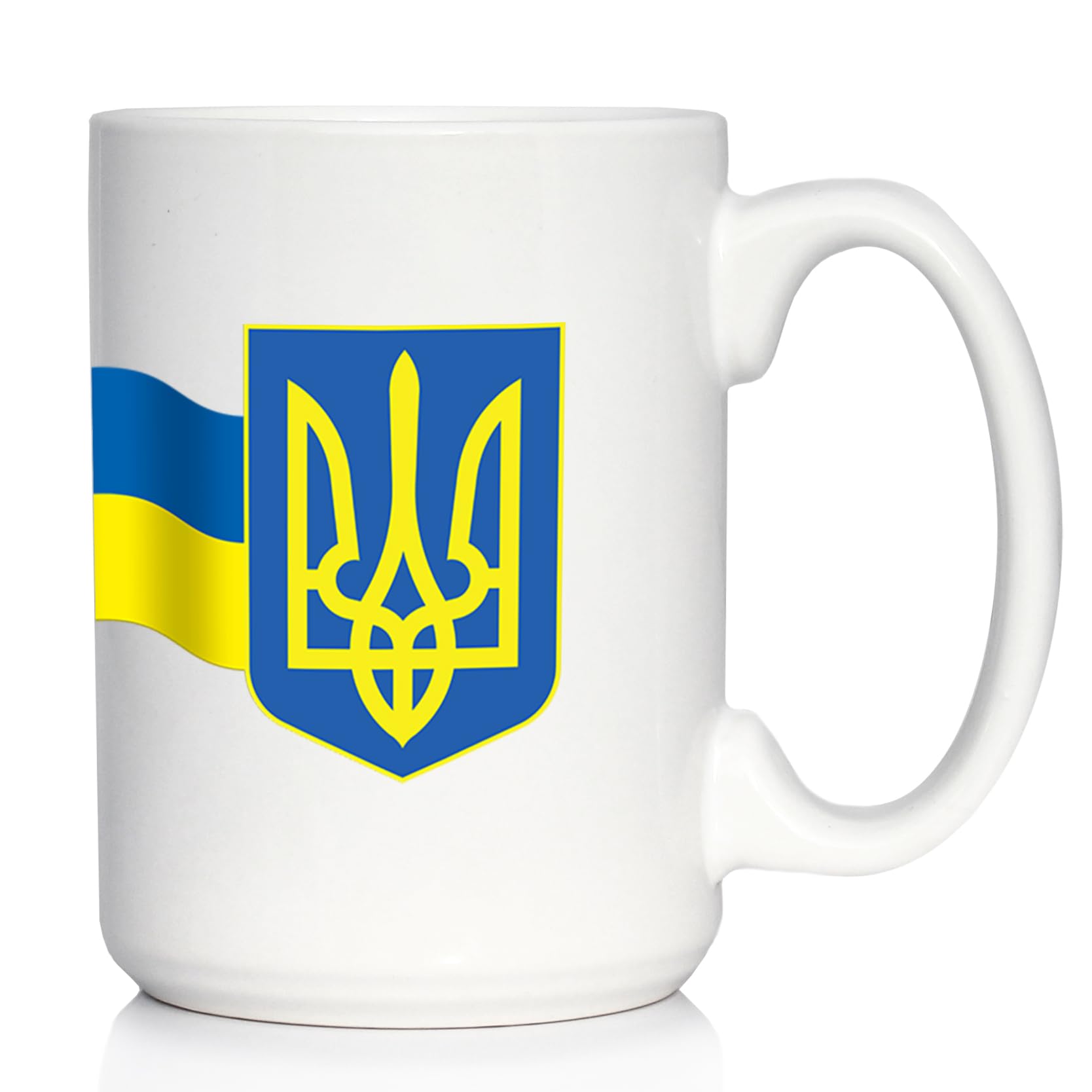 Bevvee Ukraine Flag Ceramic Coffee Mug for Ukranian Gifts  15 oz