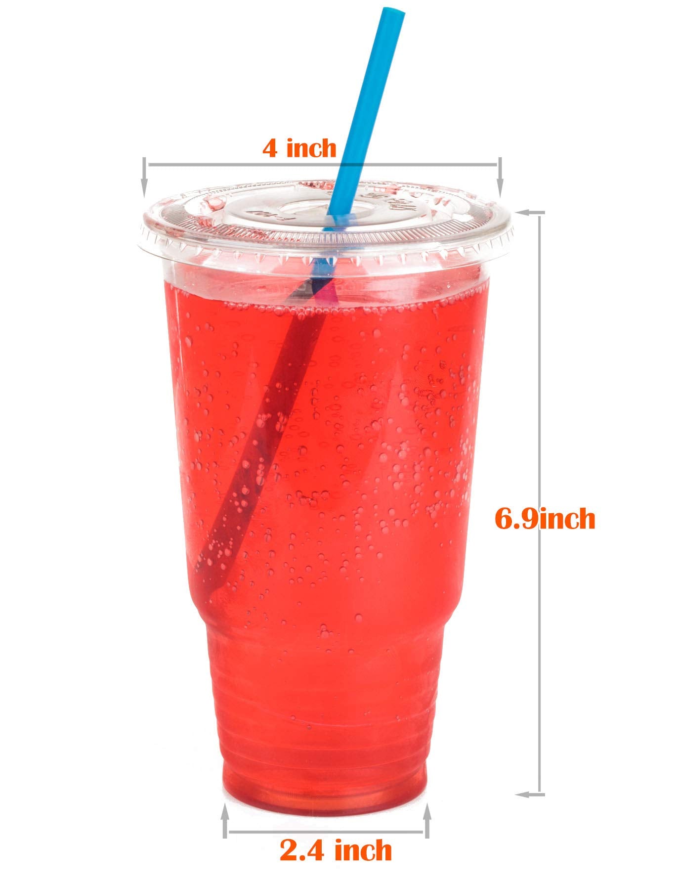 Golden Apple Cup Series, 32Oz Clear Plastic Cups With Flid Lids With X Hole 25Sets