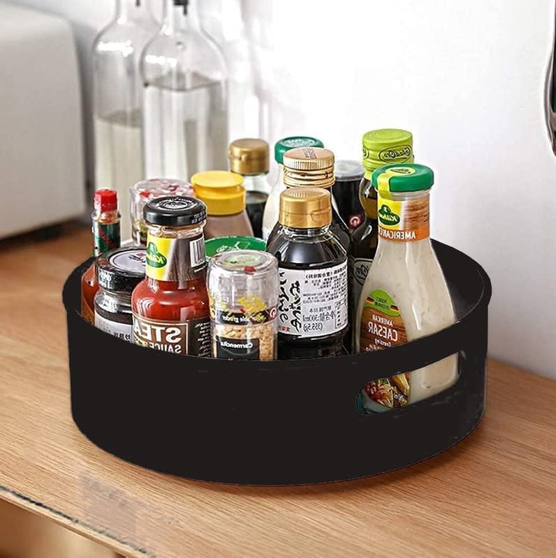 Fomquazli Lazy Susan Organizer Round Plastic Rotating Turntable Organizers Refrigerator Lazy Susans Great For Spice Spinner, Con