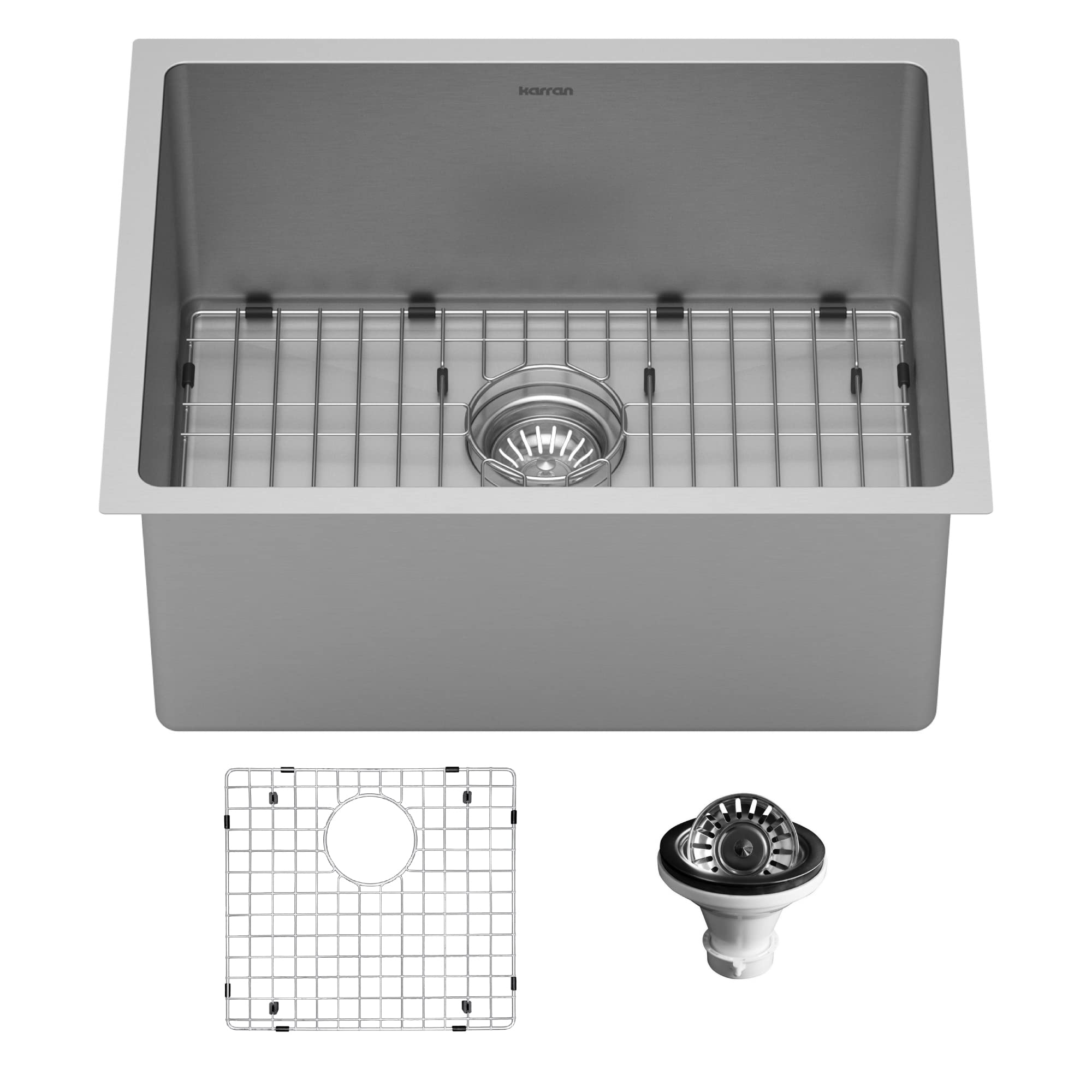 Karran 21 Undermount 16-Gauge Stainless Steel Single Bowl Kitchen Sink Kit