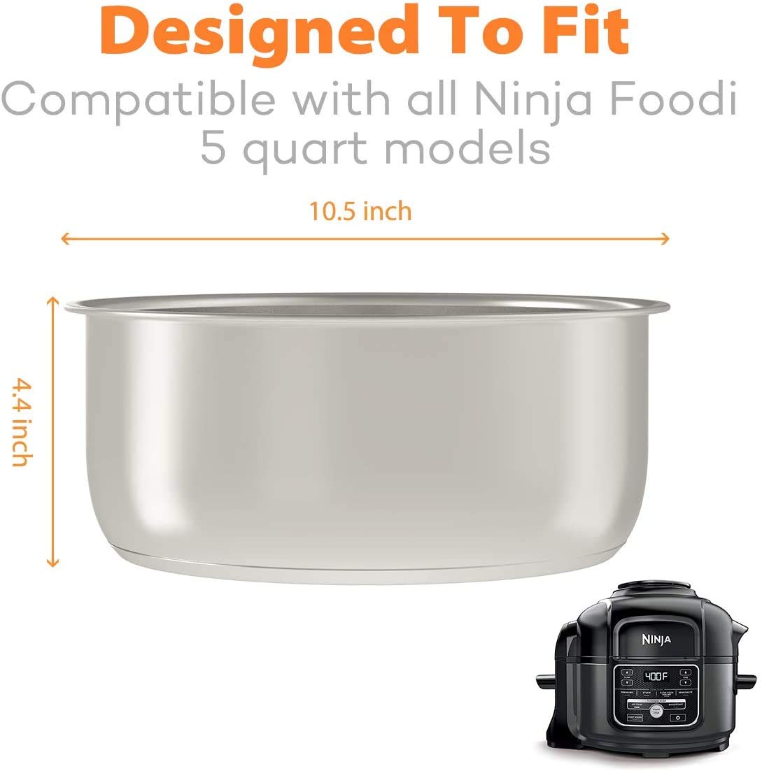 SICHEER Stainless Steel Inner Pot Replacement for Ninja Foodi 5 Quart - Silver Accessory