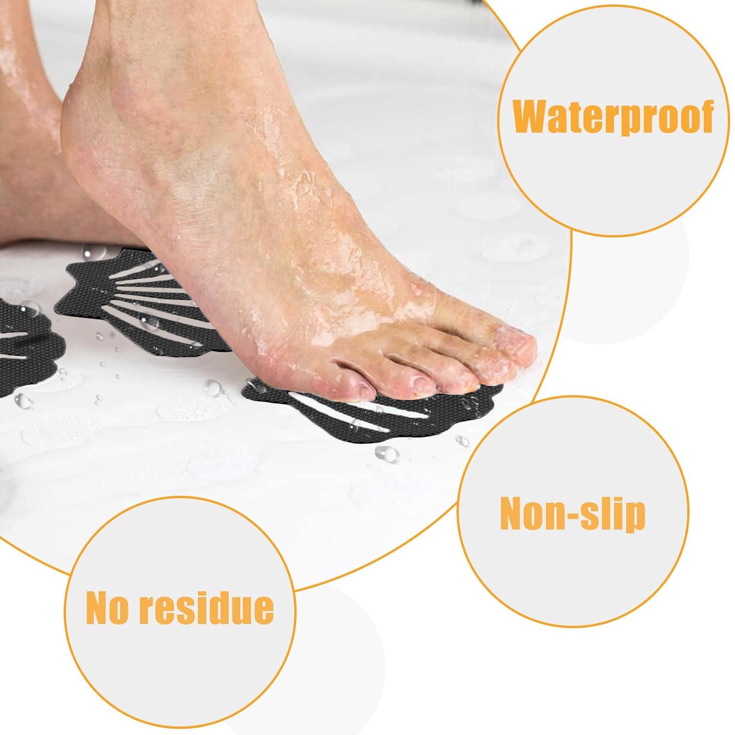 Coufce Bathtub Stickers Non Slip, Shell Shaped Tubs Safety Shower Treads, Adhesive Sticker For Bathroom Bathtub, Shower Floor,Gr