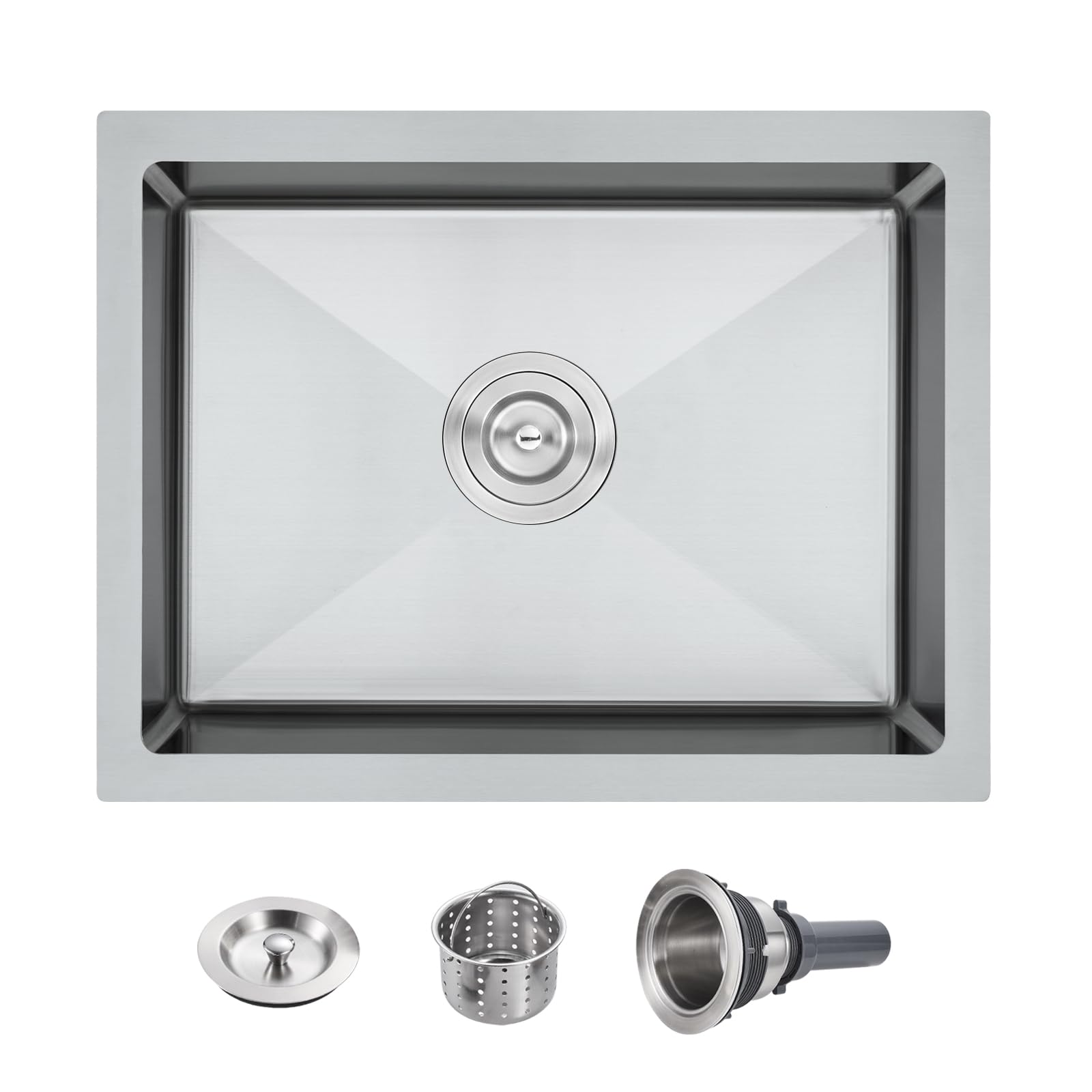POPFLY 23 Inch Undermount Kitchen Sink, Single Bowl 18 Gauge 304 Stainless Steel Outdoor Sink, 23  18 In Bar Prep Small Undermou