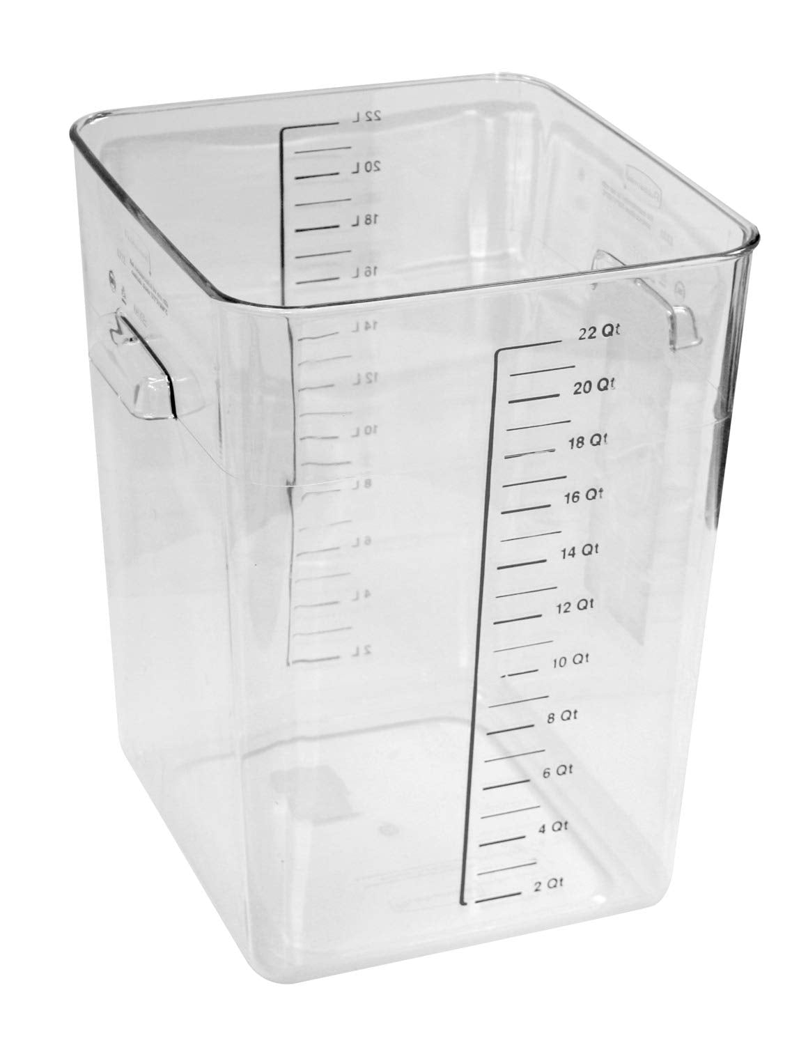 Rubbermaid Commercial Products, Space Saving Square Food Storage Container, 22 Quart, Clear, For Kitchen/Sous Vide/Meal Prep
