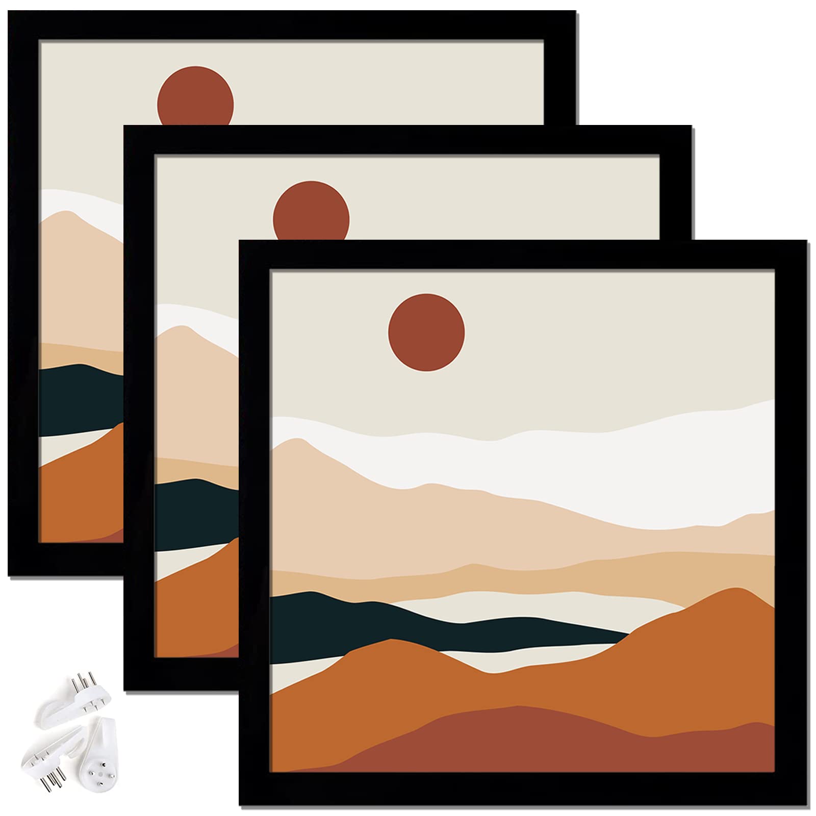 ijuerybai Black 10x10 Picture Frame Set of 3, High Transparent Frame for 10 By 10 Square Photo Collage Canvas Poster Size Wall M