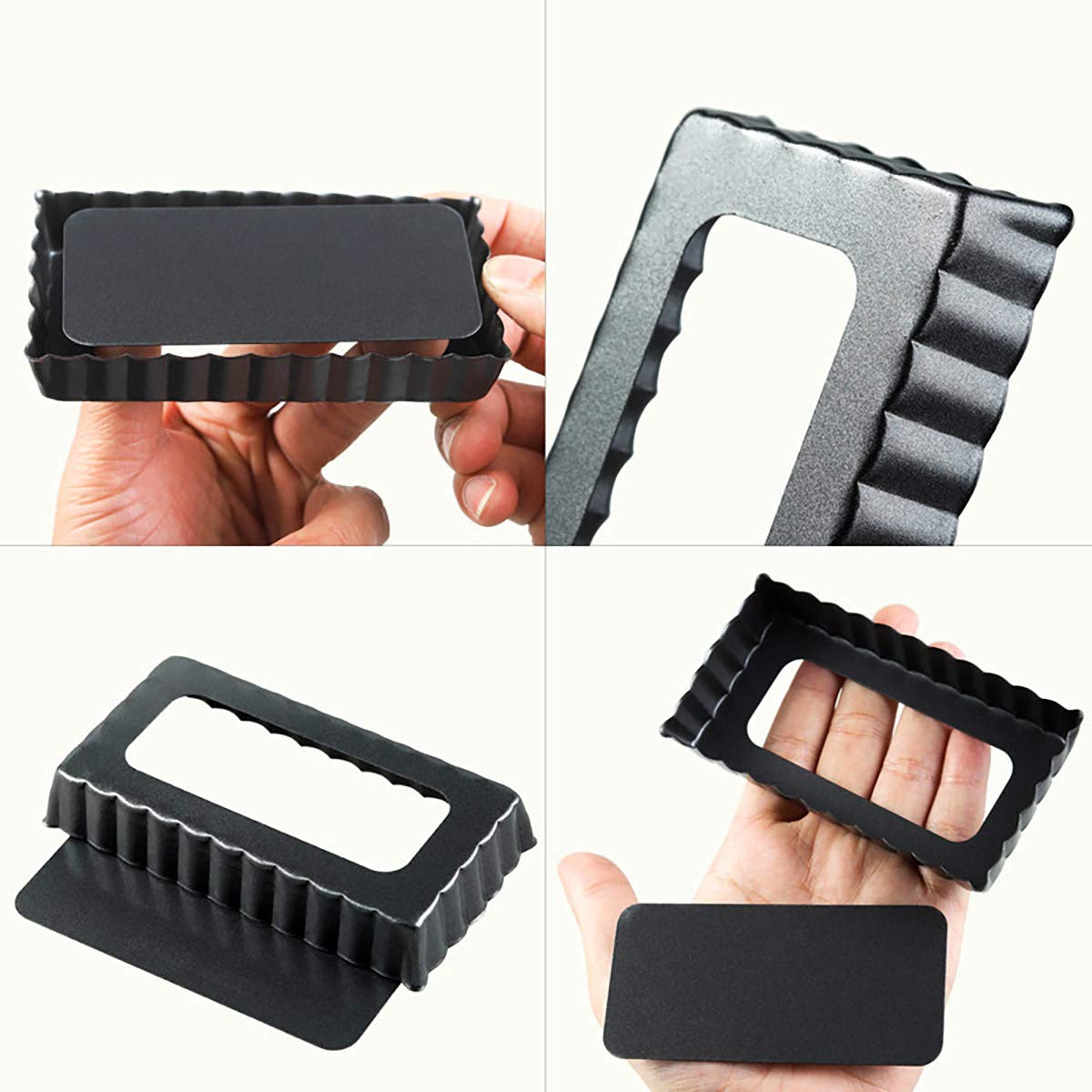 Goeielewe 6Pcs Mini Tart Pan 4-Inch With Removable Bottom, Non Stick Carbon Steel Miniature Cupcake Molds Baking Pan For Pies, C
