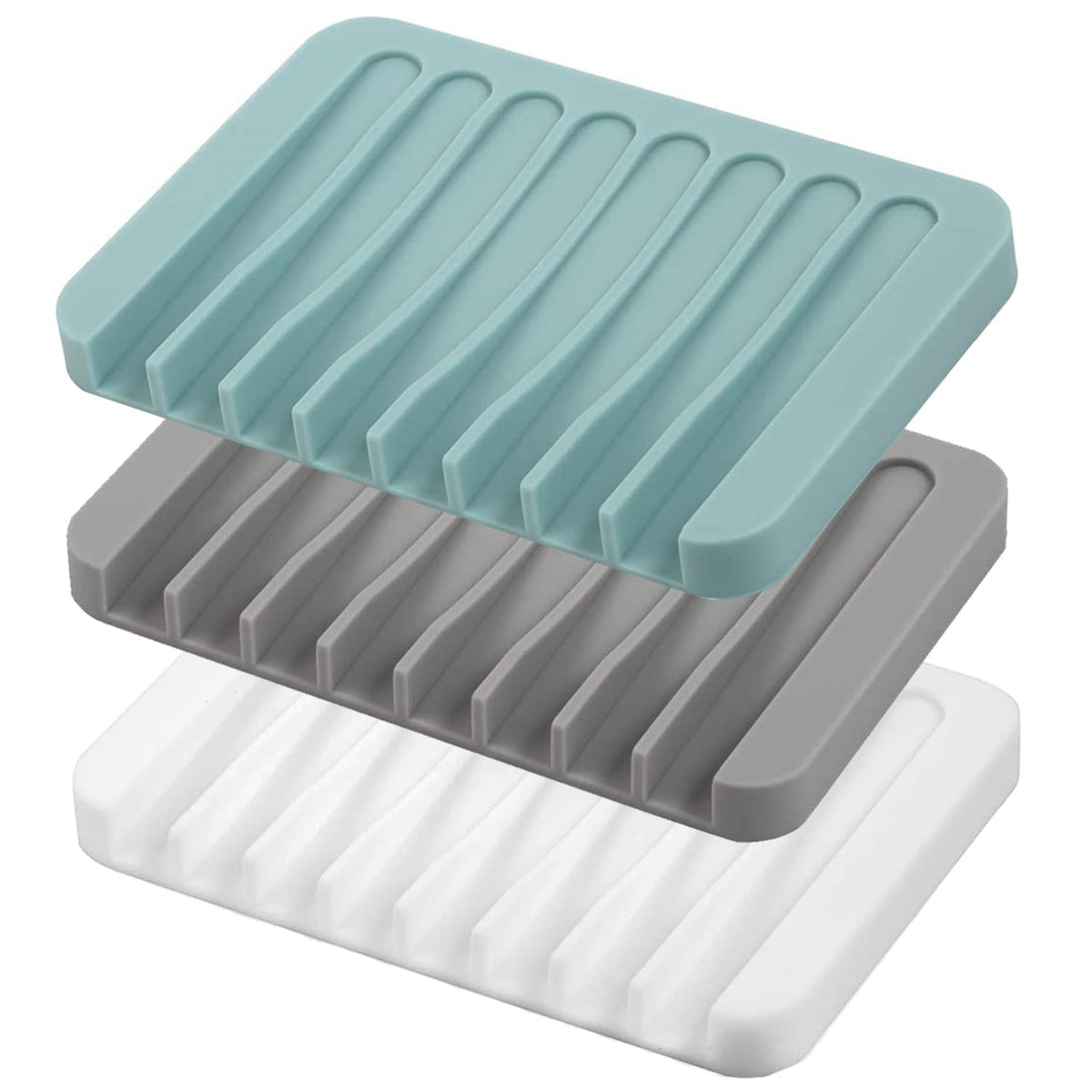Self Draining Soap Dishes, 3 Pcs Silicone Soap Saver, Waterfall Drainer Soap Holder For Bathroom, Extend Soap Life, Keep Soap Ba