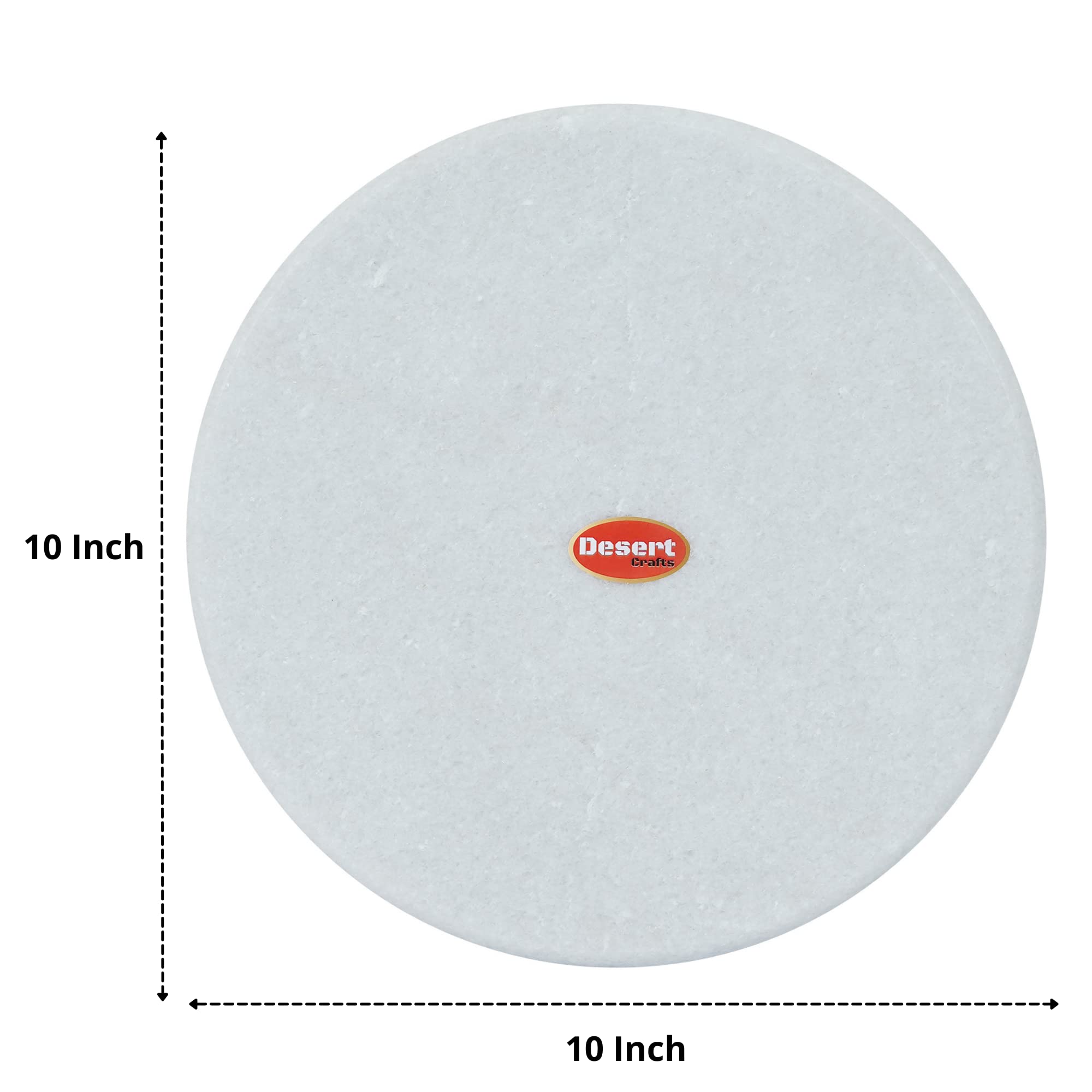 Desert Crafts 10 Inch White Marble Chakla And Polpat 12 Inch Wooden Belan For Home & Kitchen (10 Inch White Marble)