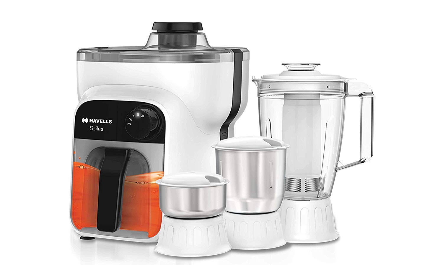 Havells Stilus 500 Watt Juicer Mixer Grinder 4 Jar With 3 Speed Led Indication,Big Size Pulp Container,Juicer Jar With Fruit Fil