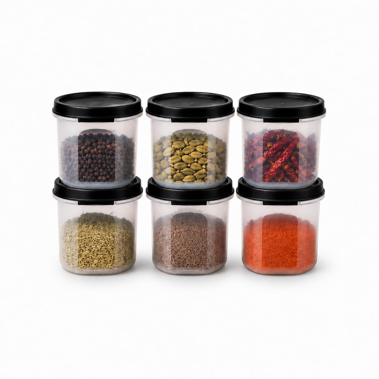 Cutting Edge 250Ml Smart Slim Storage Airtight ContainerBlack,Set Of 6