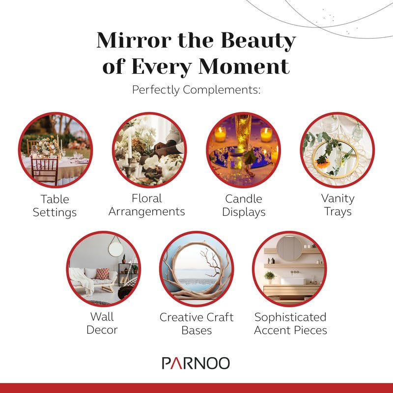 10 Inch Round Mirror Plate, Set Of 12-1.5Mm Thick Glass Plate Mirror Tiles W/Smooth Edges - Perfect Candle Wedding Centerpiece T