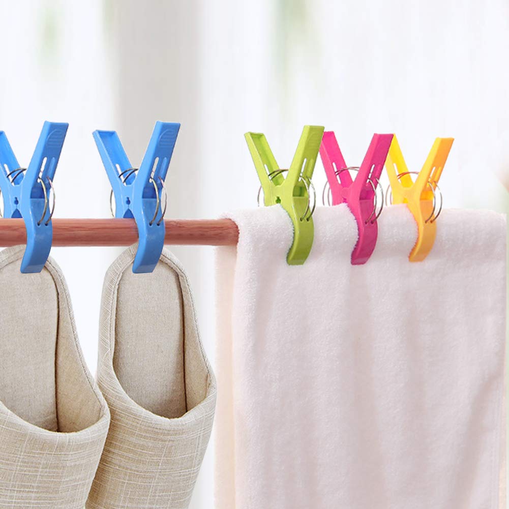 Beach Towel Clips 16 Pack  URAQT Bathroom Towel Clips  Large Towel Pegs and Bright Color Plastic Quilt Clips for Sunbeds  Sun Loungers  Pool Chairs  Laundry and More