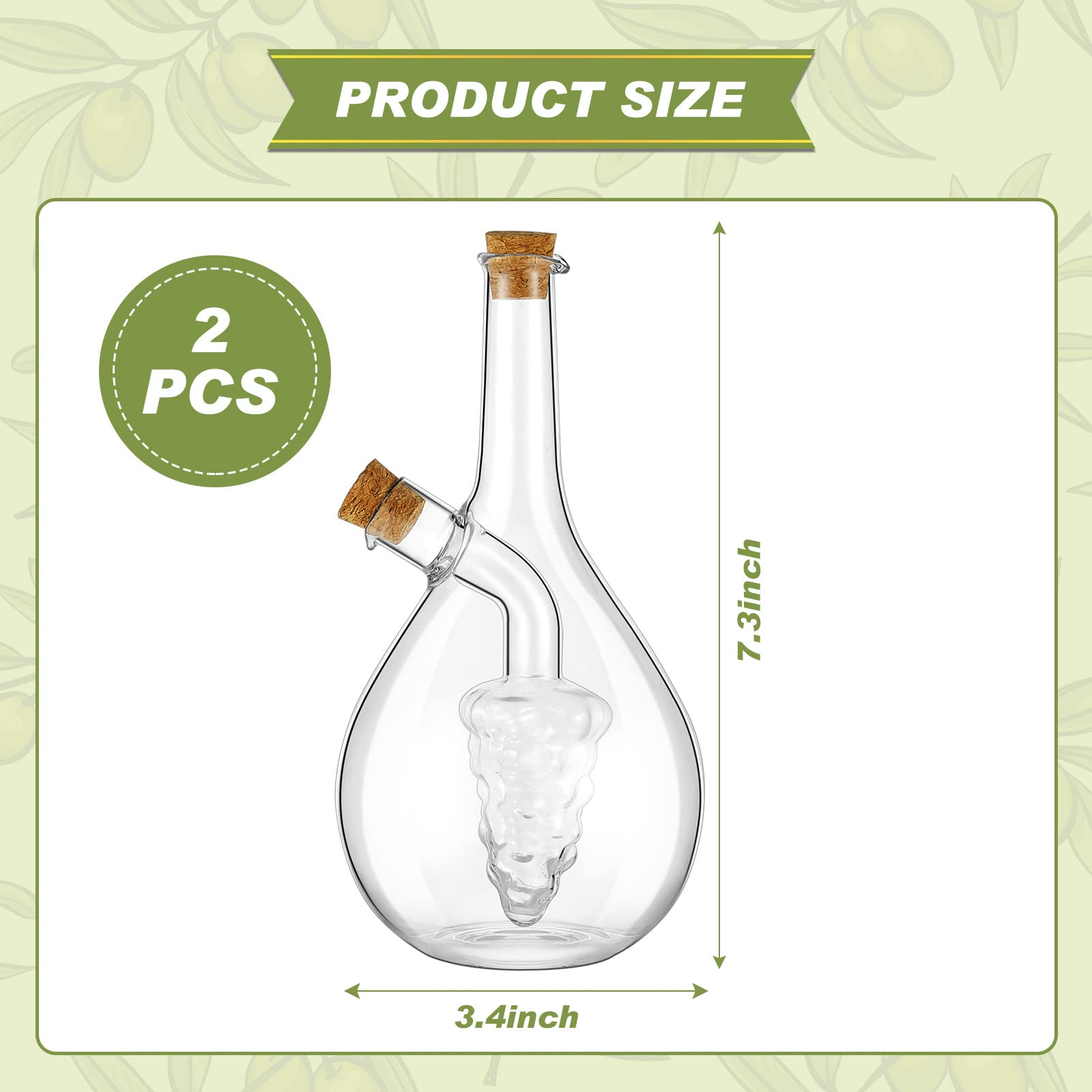 Suclain 2 Pcs Olive Oil And Vinegar Dispenser Set 2 In 1 Glass Oil Bottles For Kitchen Olive Soy Sauce Cruet Dispenser Double Po