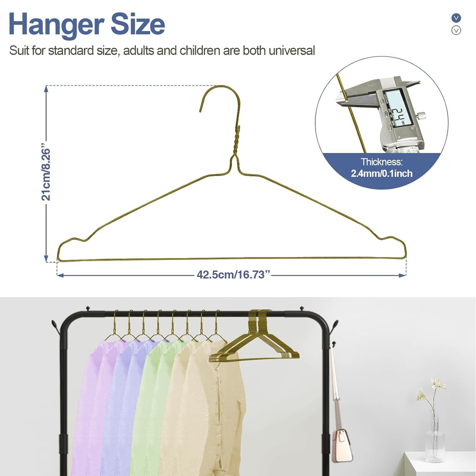 Specilite Wire Hangers 50 Pack, Metal Wire Clothes Hanger Bulk For Coats, Space Saving Metal Hangers Non Slip 16.7 Inch Ultra Th