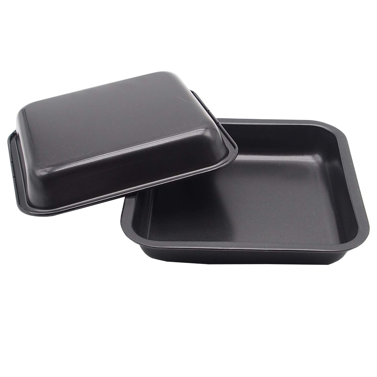 Hytk 2Pcs Mini Baking Pans 8 X 8 Inch (Inner 7.5 X 7.5) Square Cake Pan Bread Pan Nonstick Heavy Carbon Steel Bakeware