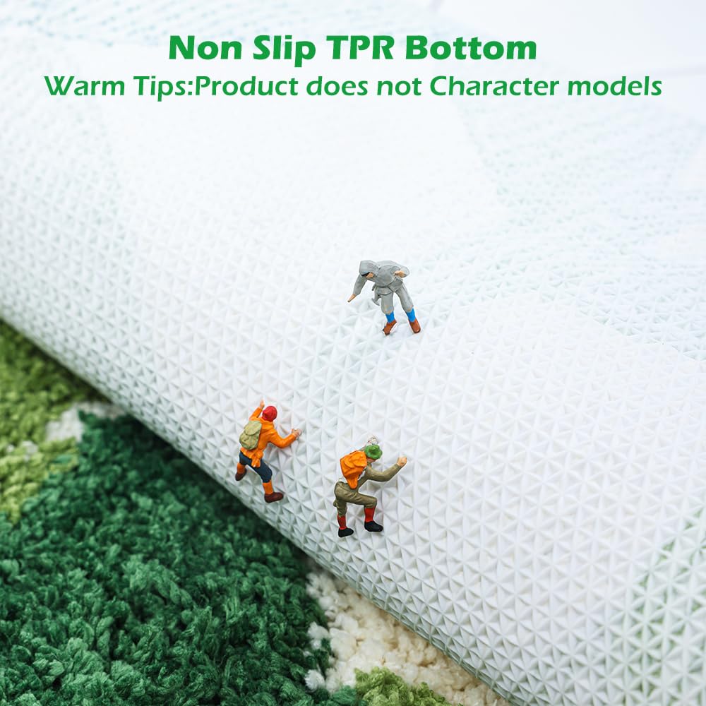 Baahrnom Tufted Toilet Rug 24'' X 20'' Green Toilet Rugs U Shaped Machine Washable Cute Leaves Toilet Bath Mat Soft Non Slip