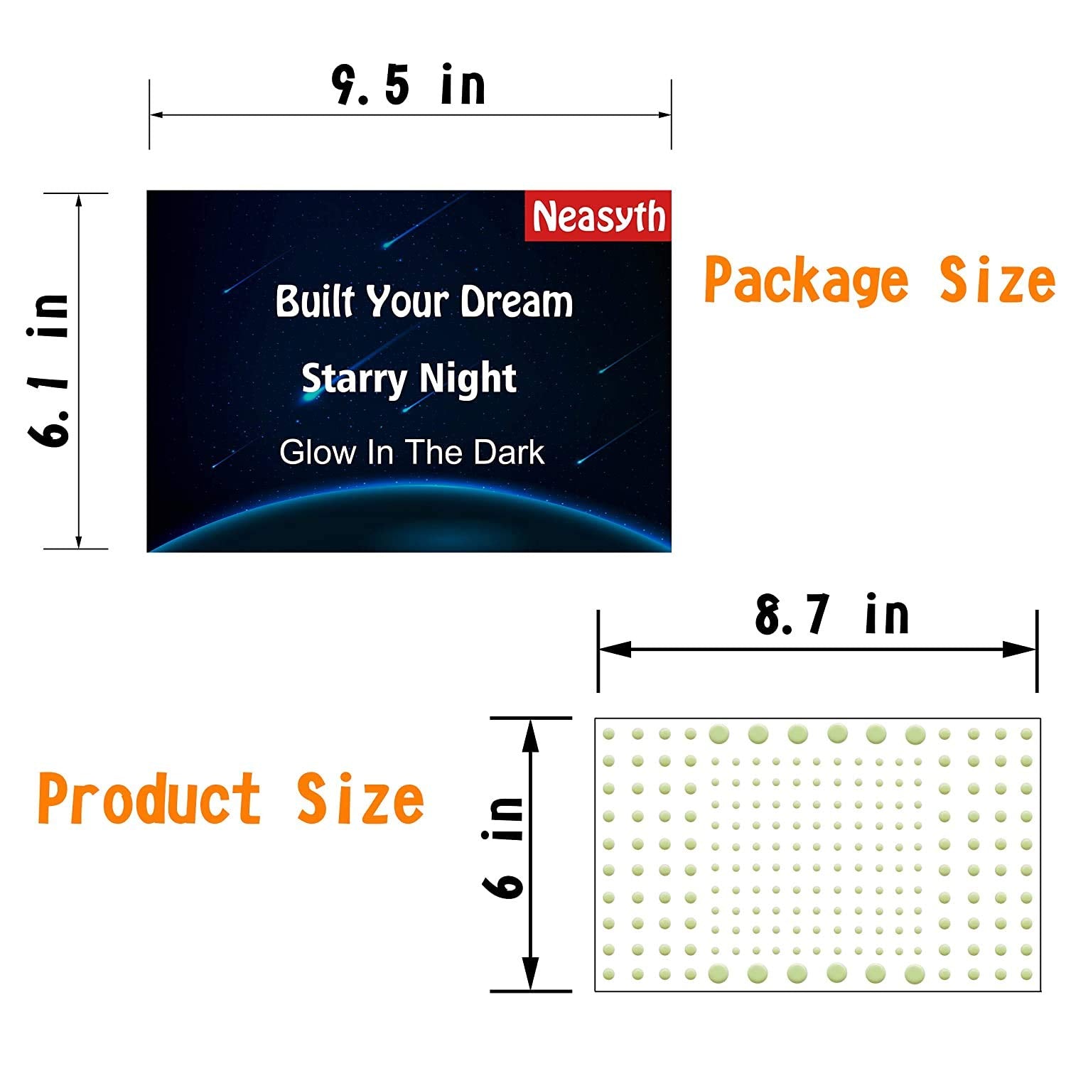1230 PCS Ultra Glow in The Dark Stars Wall Stickers  3D Adhesive Dots Decor Starry Sky Decor for Kids Bedroom or Birthday Gift Beautiful Wall Decals - Sky Blue
