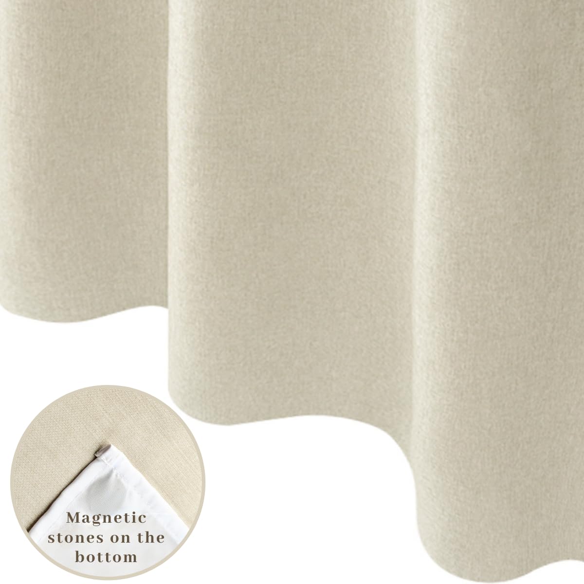 Ecoehoe 71W X86   H Fabric Hook Free Shower Curtain Long With Polyester Magnet Snap-In Liner-Top See Through With Mesh Window Li