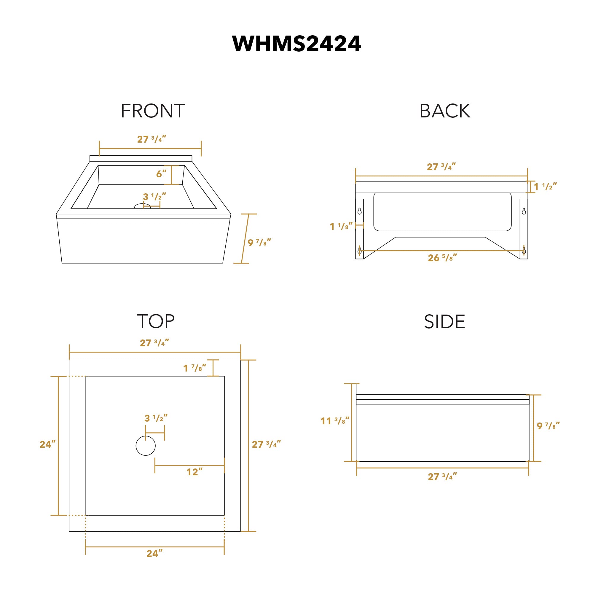 Noah Collection Whms2424 Mop Sink, Brushed Stainless Steel
