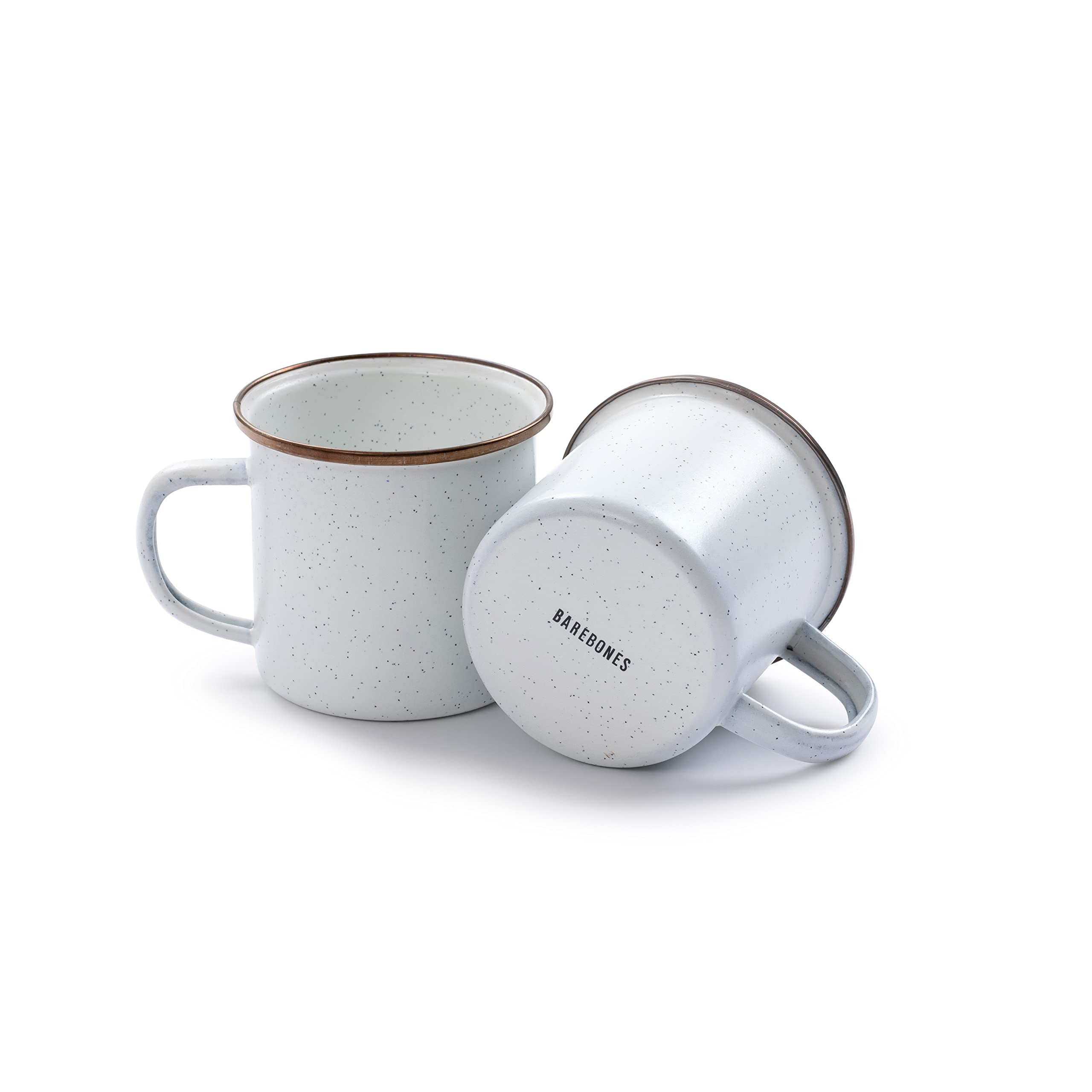 Barebones Enamel Cup Set- Enamel Coffee Mugs Set Of 2 16-Oz - Stainless Steel Rim Camping Mug For Indoor And Outdoor Use (Eggshe