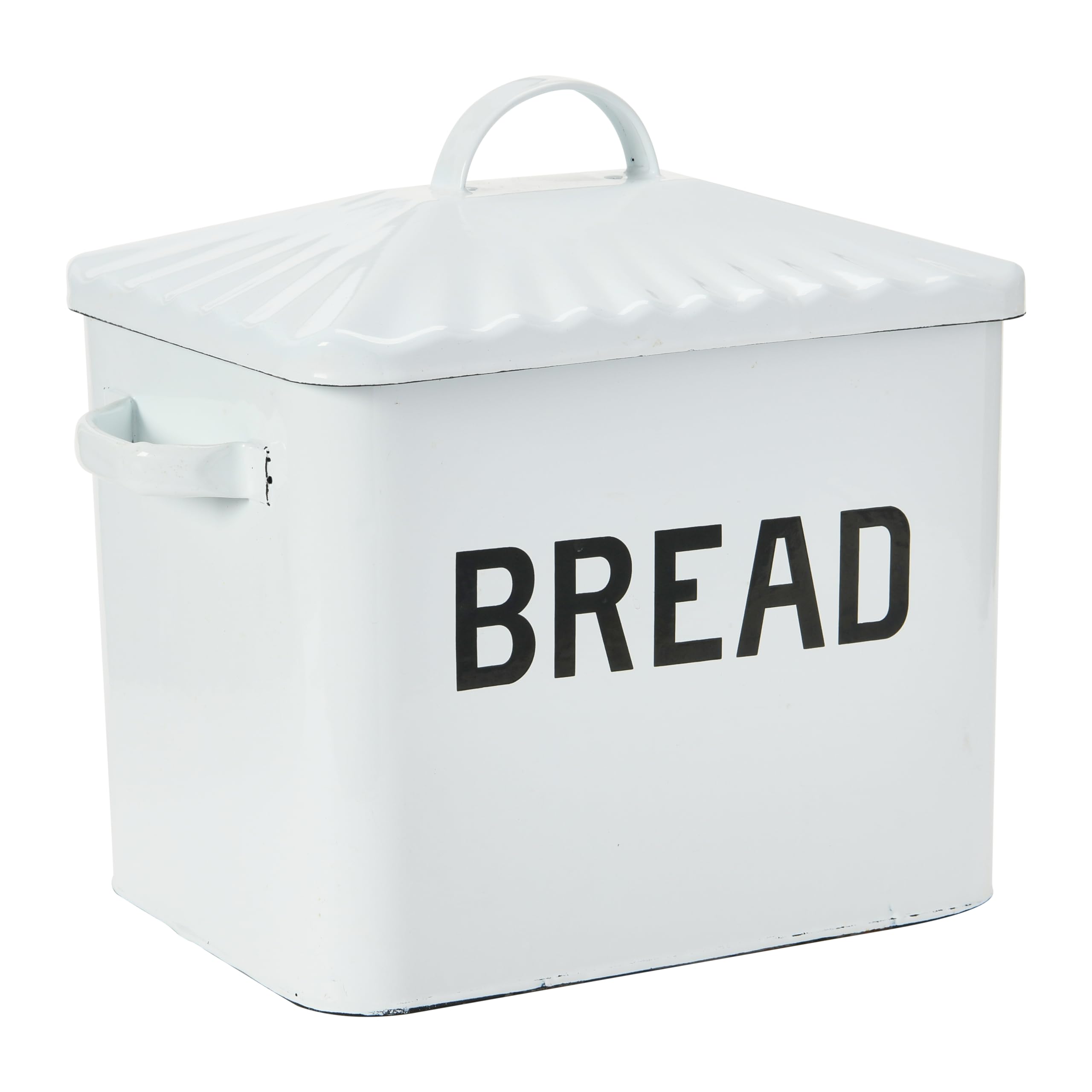 Creative Co-Op Distressed White Bread Box With Lid
