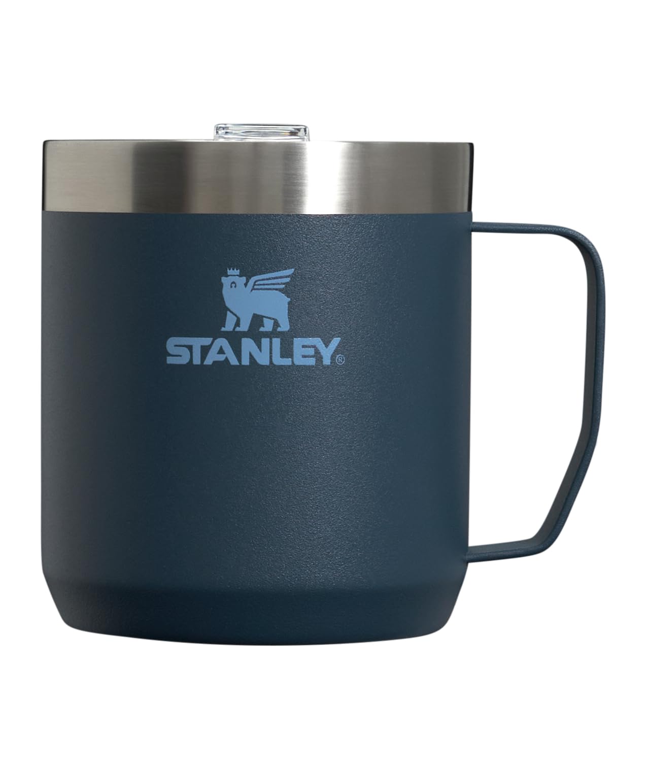 Stanley Stay Hot Camp Mug - Durable 18/8 Stainless Steel Insulated Mug - Splash-Free Tritan Drink-Thru Lid - 12 Oz - Navy