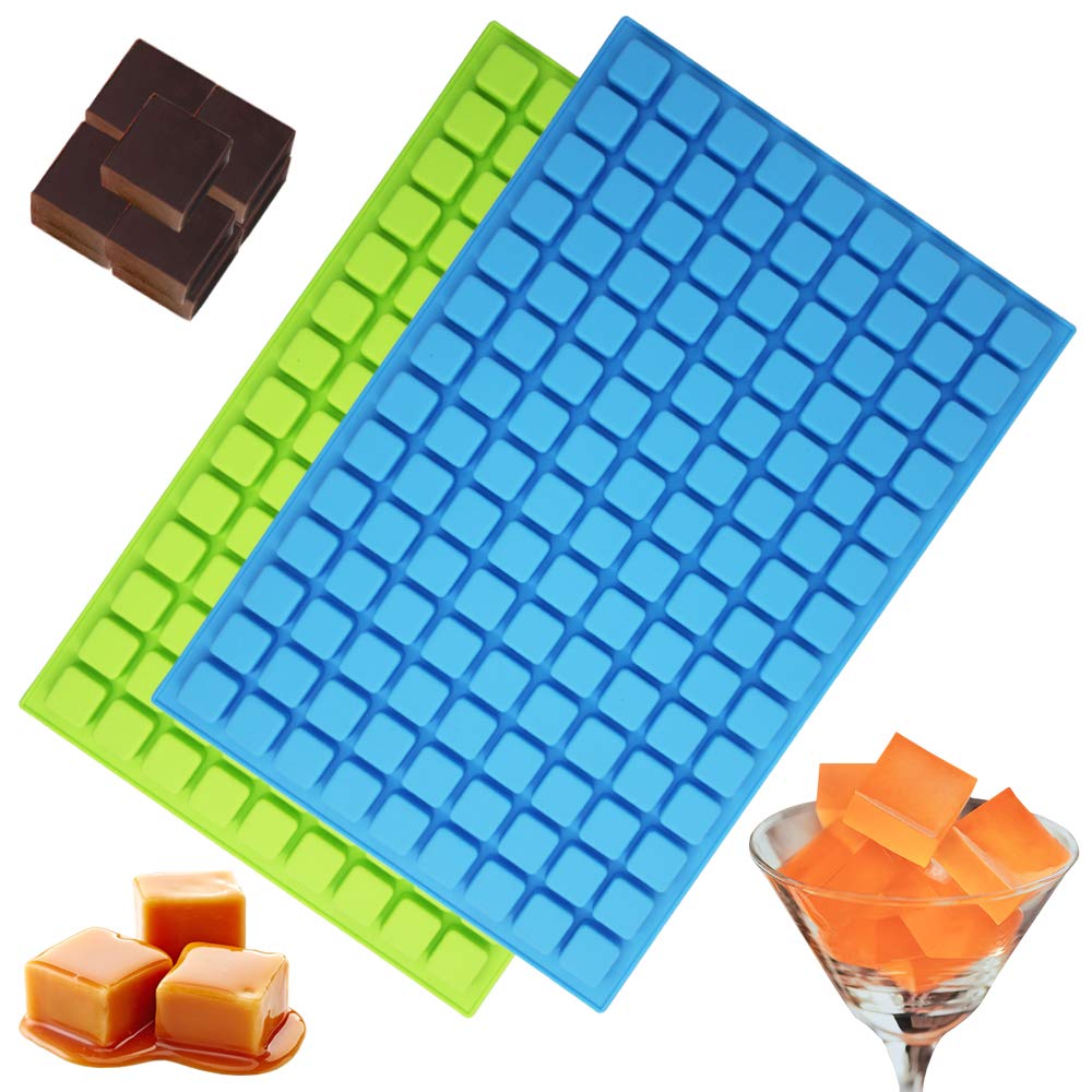 Senhai 2 Packs Square Silicone Mold, 126 Cavity Flexible And Non-Stick Ice Cube Trays Candy Fudge Chocolate Jelly Molds - 1 Blue