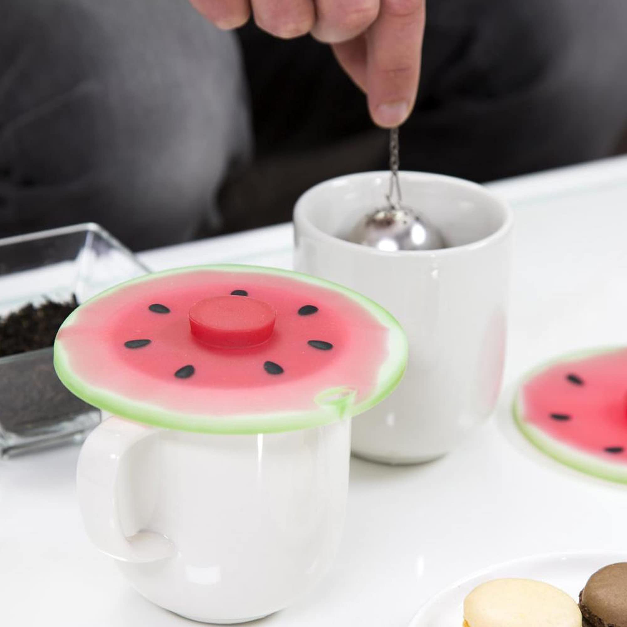 Charles Viancin Silicone Watermelon Drink Airtight Lid/Cover Set Of 2, Pink