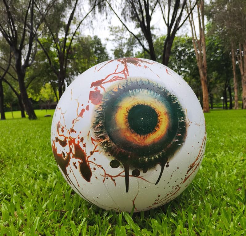 snatlly Halloween Inflatable Decoration 19.6 Bloody 3D Print Eyeball, White with Blood Splatter, Indoor Outdoor Spooky Yard Deco