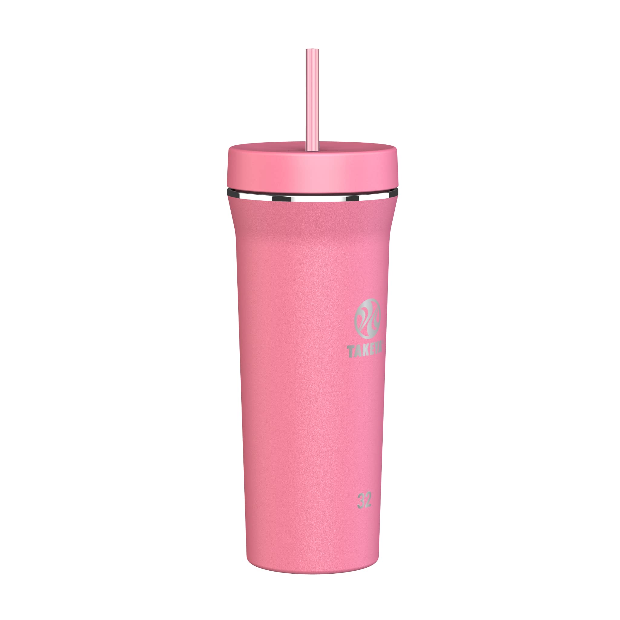Takeya Straw Tumbler  For Coffee, Water & More  Durable with BuiltIn Silicone Coaster  Double Stainless Steel Insulation for