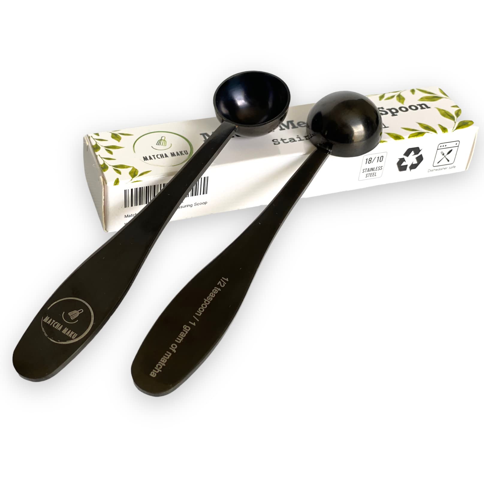 Matchamaku 1 Gram Matcha Measuring Spoon/Tea Power Scoop -Black-Perfect For A Serving Size Stainless Steel