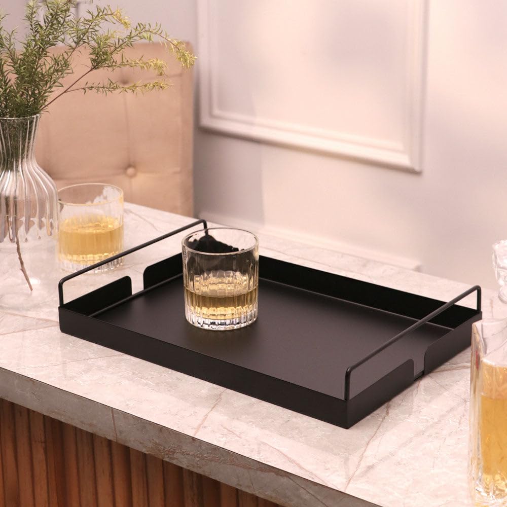 Enhabit Serving Tray With Side Handles | Serving Tray For Home Kitchen And Dining Table | Tea Tray | Ideal For Breakfast Lunch C